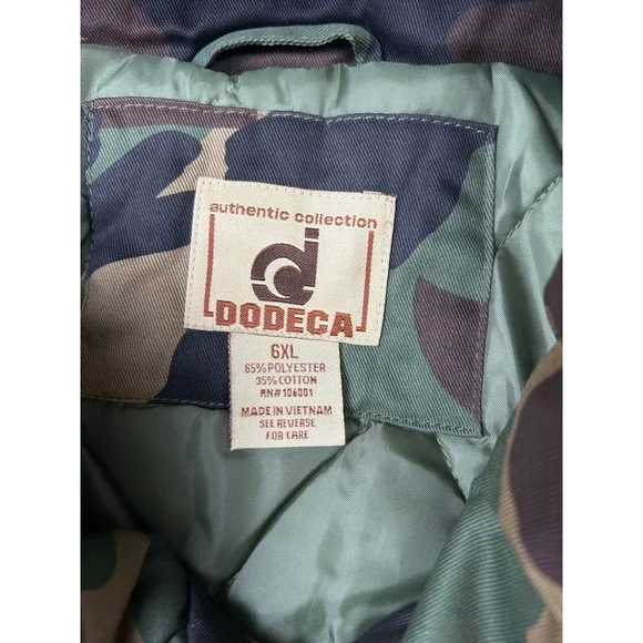 DODECA Vintage Y2K‎ Men's 6XL Woodland Camo Parka Fur Hood Winter Jacket NWT